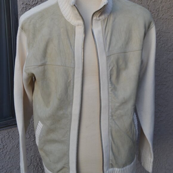 MARC ECKO MENS SUEDE BLEND FULL ZIP SWEATER- Beige color- $48.00 - Picture 2 of 13